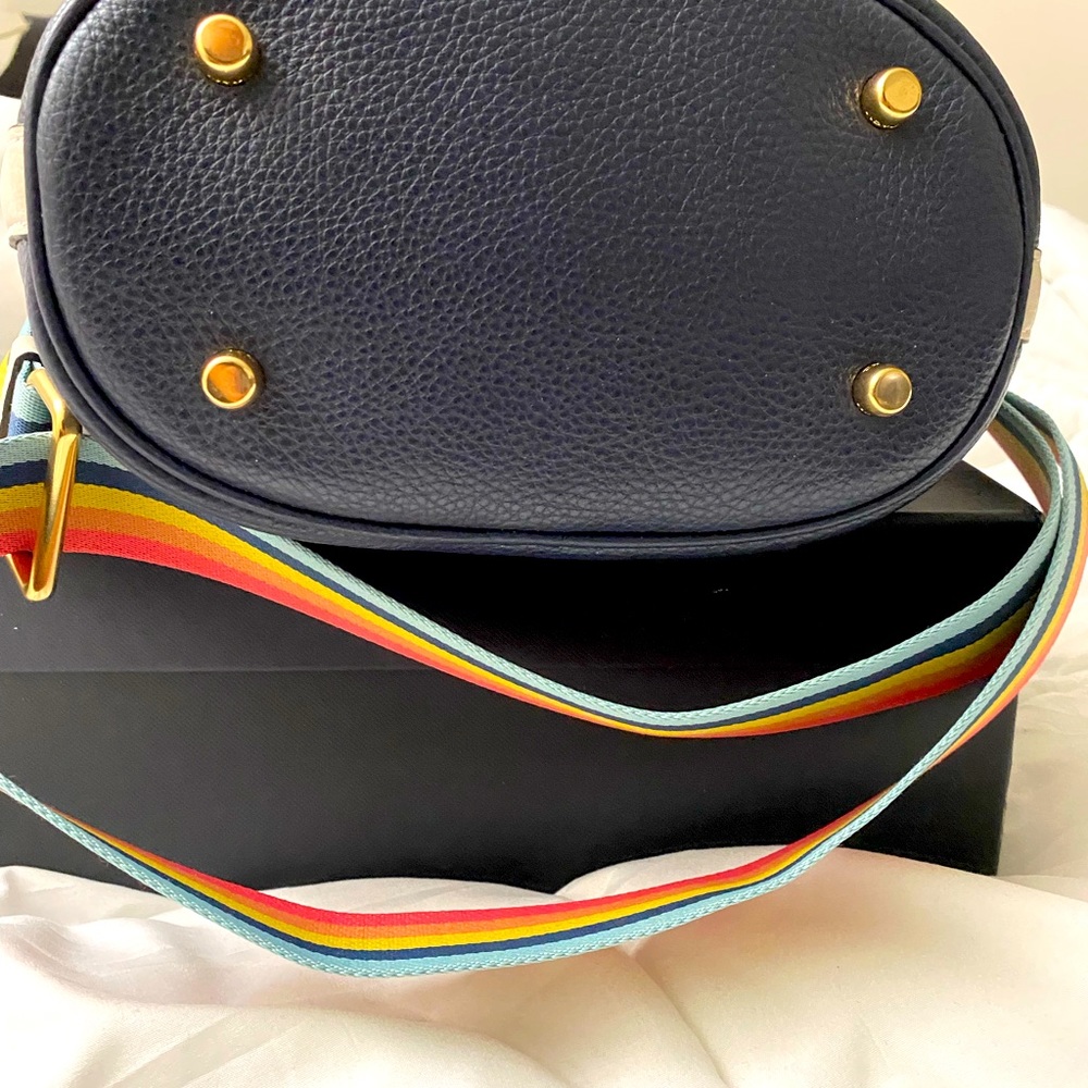 Coach Navy Blue Bucket Bag with Rainbow Strap - Picture 12 of 13